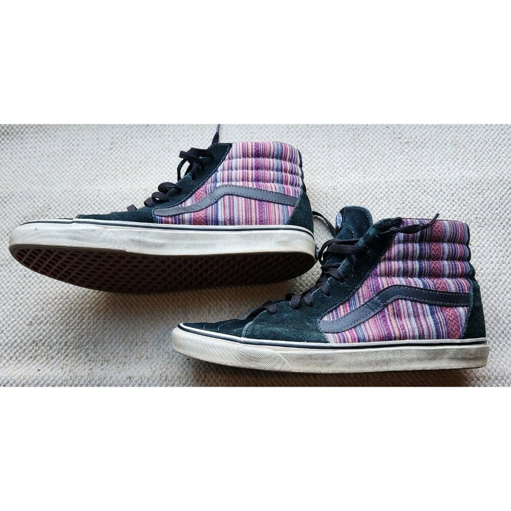 Vans Sk8-Hi Striped Mens 11 US High Top Skate Shoes Black Guate Weave T375 - Picture 8 of 12